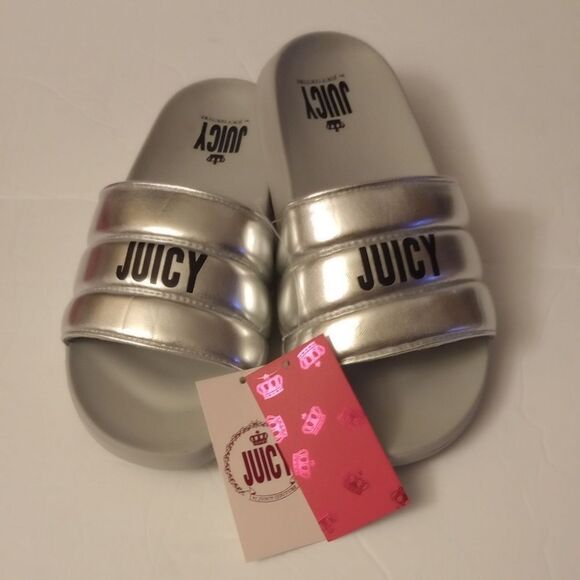 Juicy Couture Shoes - 🆕🩴Juicy Couture J-WOW Slides - Silver, Sz 7